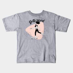 girl skate board player drawing Kids T-Shirt